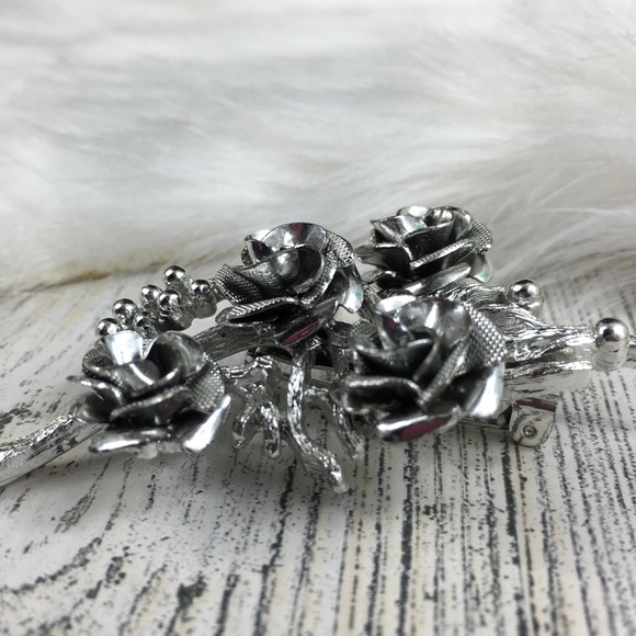 Vintage Coro Rose Vine Flower Brooch - Picture 5 of 6